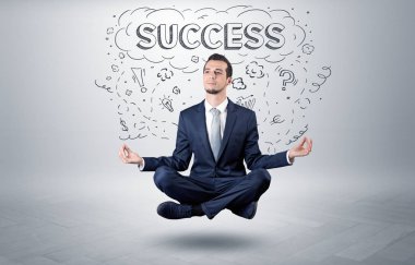 İşadamı doodle kavramı ile meditasyon