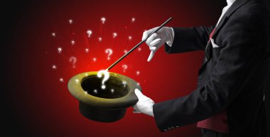 Sihirbaz hokkabaz bir silindir soru işaretleri