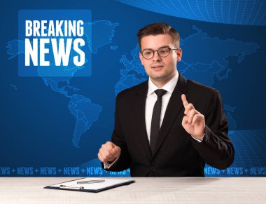 Önünde söylemek Haberler mavi mo ile televizyon sunucusu