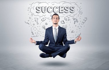 İşadamı doodle kavramı ile meditasyon