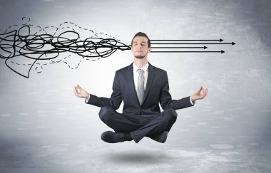 Doodle kavramı arındırıcı ile işadamı derin derin düşünür