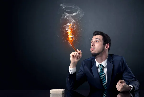 Businessman smoking. — Stock Photo, Image