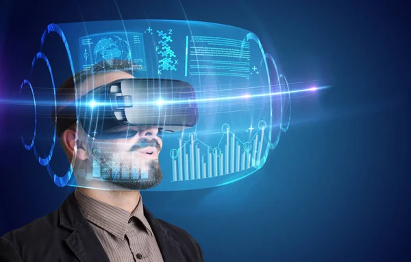 Businessman with virtual reality goggles — Stock Photo, Image