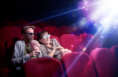 Romantic couple sitting at spectacle clipart