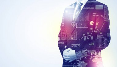 Adam arka plan grafikleri ile ayakta