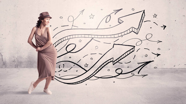 Уличный танцор со стрелами и звездами