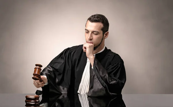 Oldscool young judge in gown — Stock Photo, Image