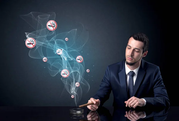 Businessman smoking concept — Stock Photo, Image