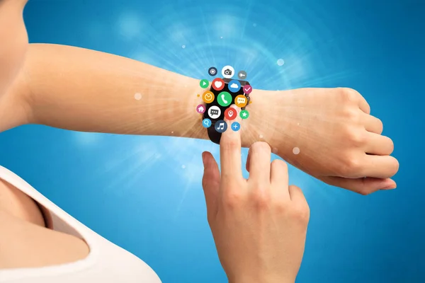 Smartwatch with application icons. — Stock Photo, Image