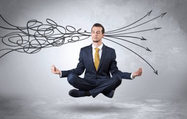 Doodle kavramı arındırıcı ile işadamı derin derin düşünür