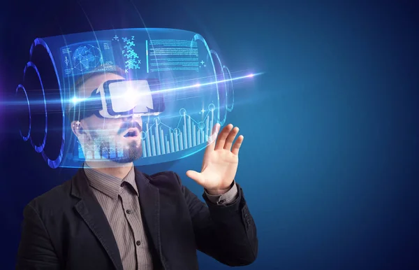 Businessman with virtual reality goggles — Stock Photo, Image