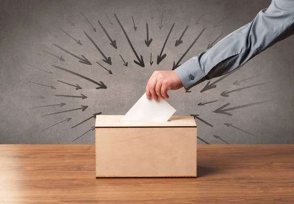 Close up of a ballot box and casting vote — Stock Photo, Image