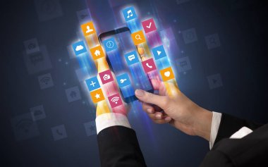 Smartphone ile açısal app simgeleri kullanarak ele