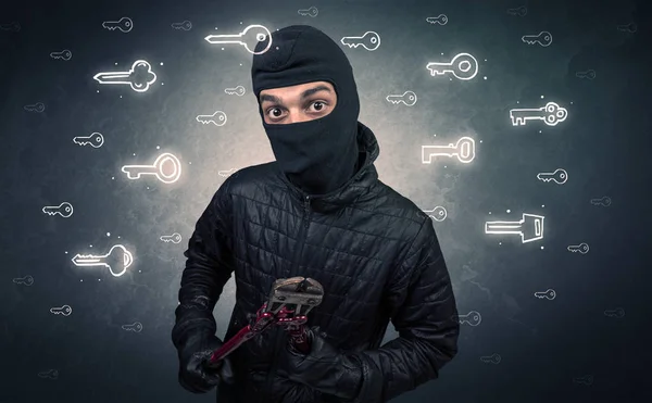 Burglar holding tool. — Stock Photo, Image