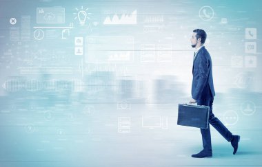 İşadamı ile veritabanı kavramı yürüyüş