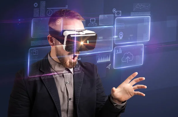 Businessman with virtual reality goggles — Stock Photo, Image