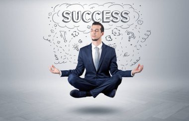 İşadamı doodle kavramı ile meditasyon