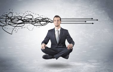 Doodle kavramı arındırıcı ile işadamı derin derin düşünür