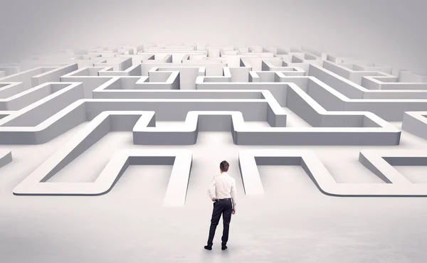 Homme d'affaires démarrage d'un labyrinthe 3D plat — Photo