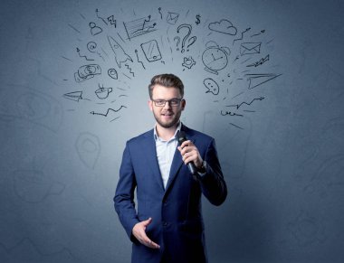 İşadamı holding mikrofon