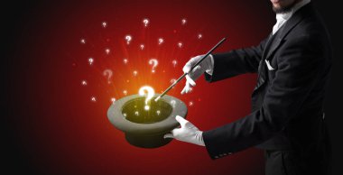 Sihirbaz hokkabaz bir silindir soru işaretleri