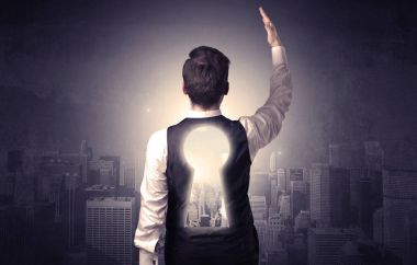 Keyhole sırt ile ayakta işadamı