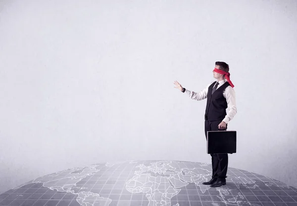 Blindfolded businessman walking — Stock Photo, Image