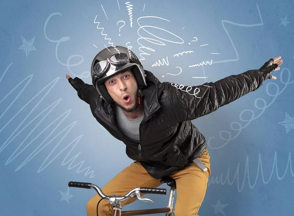 Crazy rider on the bike — Stock Photo, Image