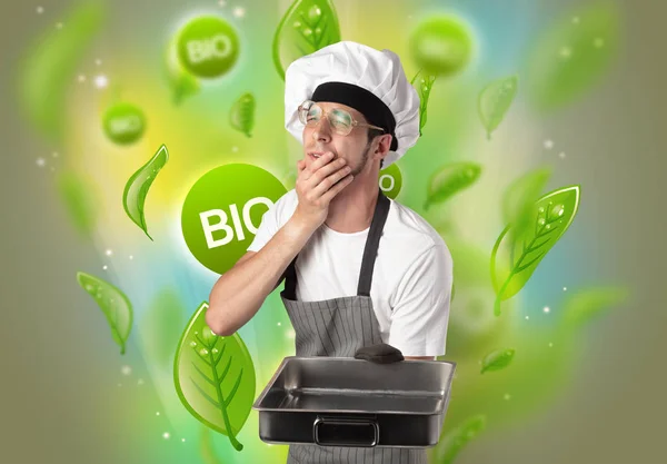Bio lämnar koncept och koka porträtt — Stockfoto