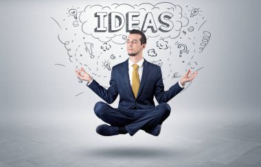 İşadamı doodle kavramı ile meditasyon