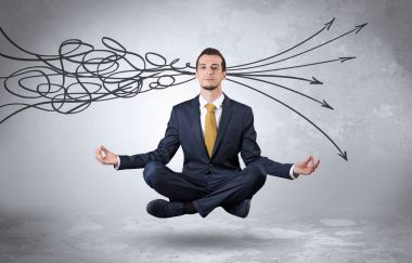 Doodle kavramı arındırıcı ile işadamı derin derin düşünür