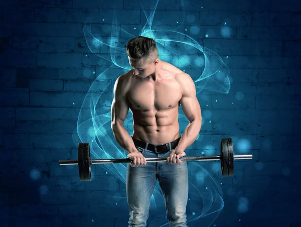Atrakcyjny silny fitness facet podnoszenie ciężaru — Zdjęcie stockowe