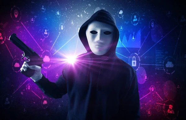 Burglar in secured database and network concept — Stock Photo, Image