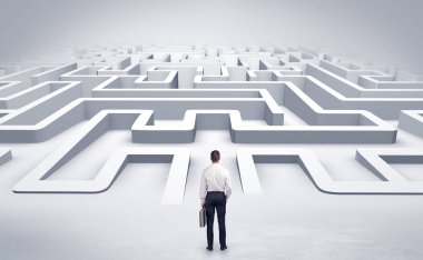 Bir düz 3d labirent başlayan işadamı