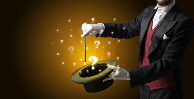 Sihirbaz hokkabaz bir silindir soru işaretleri