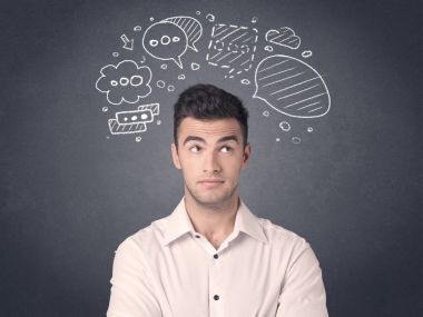 konuşma balonları ile işadamı