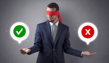 Blindfolded işadamı seçmek çalışıyor