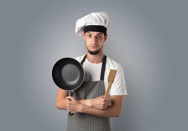 Laga mat med köksredskap och Tom tapet — Stockfoto