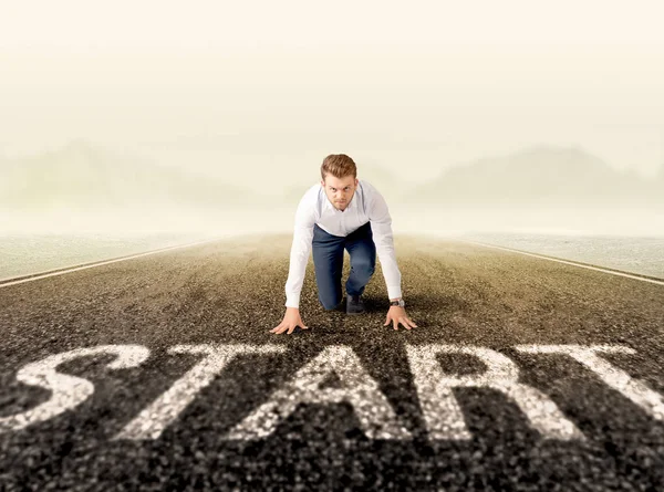 Affärsman på startlinjen — Stockfoto