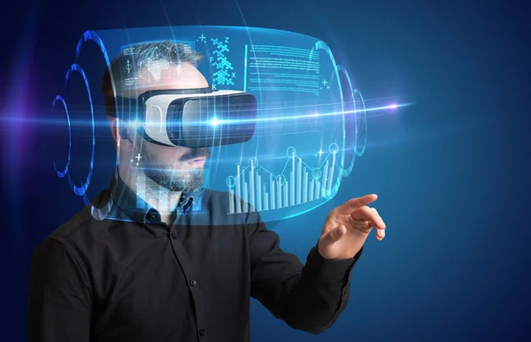 Businessman with virtual reality goggles — Stock Photo, Image