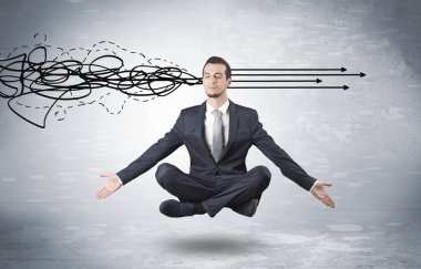 Doodle kavramı arındırıcı ile işadamı derin derin düşünür