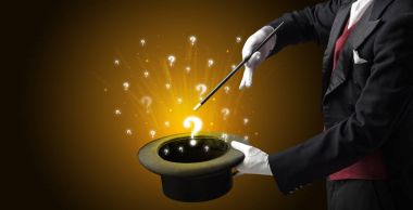 Sihirbaz hokkabaz bir silindir soru işaretleri