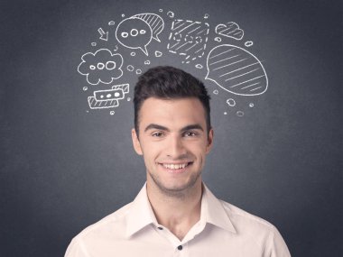 konuşma balonları ile işadamı