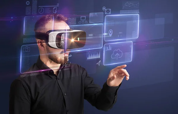 Businessman with virtual reality goggles — Stock Photo, Image