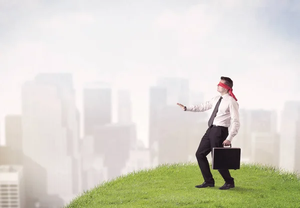 Young blindfolded businessman — Stock Photo, Image