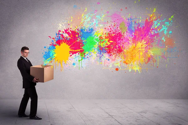 Colour splatter from box — Stock Photo, Image