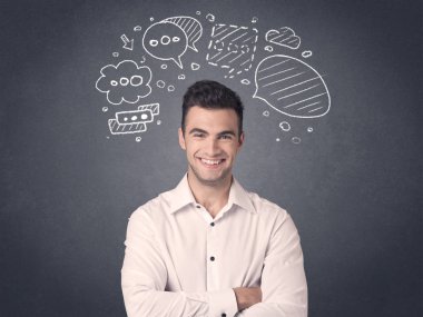 konuşma balonları ile işadamı