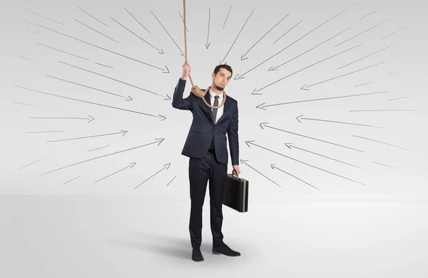 Hopeless businessman trying to suicide — Stock Photo, Image