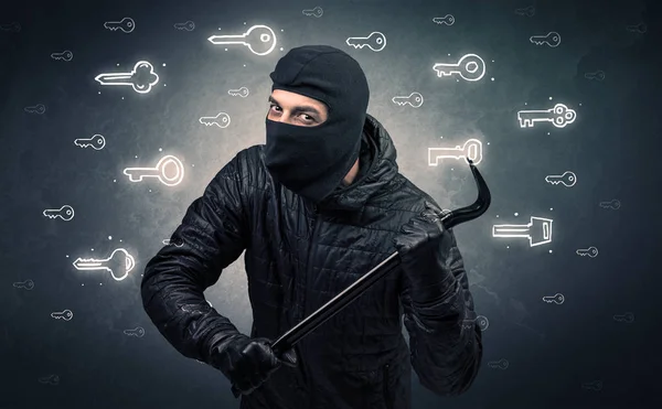 Burglar holding tool. — Stock Photo, Image