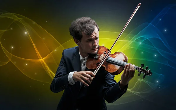 Violinista con concetto colorato favoloso — Foto Stock
